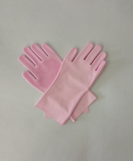 Перчатки хозяйственные силиконовые с ворсинками