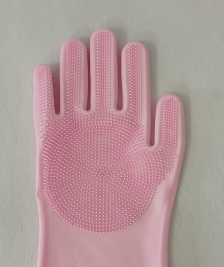 Перчатки хозяйственные силиконовые с ворсинками