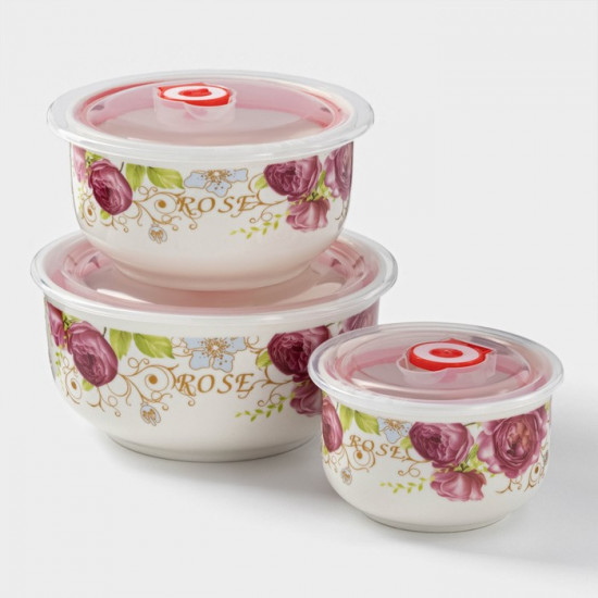 Набор салатников керамических с крышками «Розалинда»