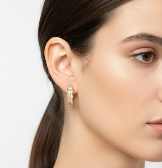 Серьги-кольца «Бриллиантовый каскад»