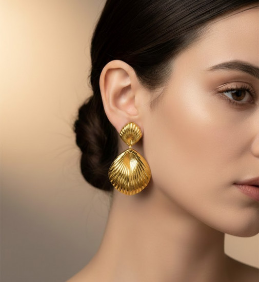 Серьги-подвески с фактурой «Ракушка»