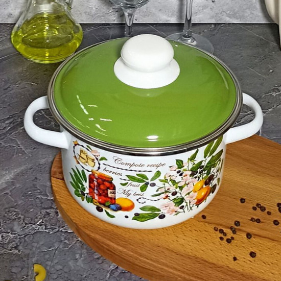 Кастрюля эмалированная цилиндрическая «Вкусный компот»