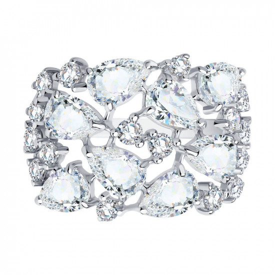 Кольцо из серебра с фианитами