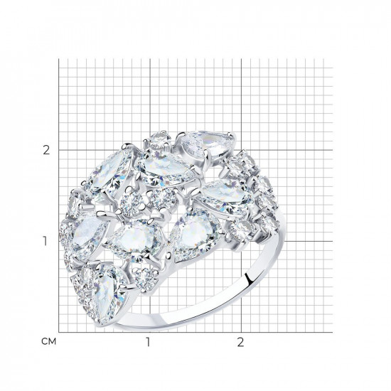 Кольцо из серебра с фианитами