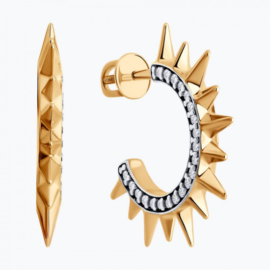 Серьги из золочёного серебра с фианитами