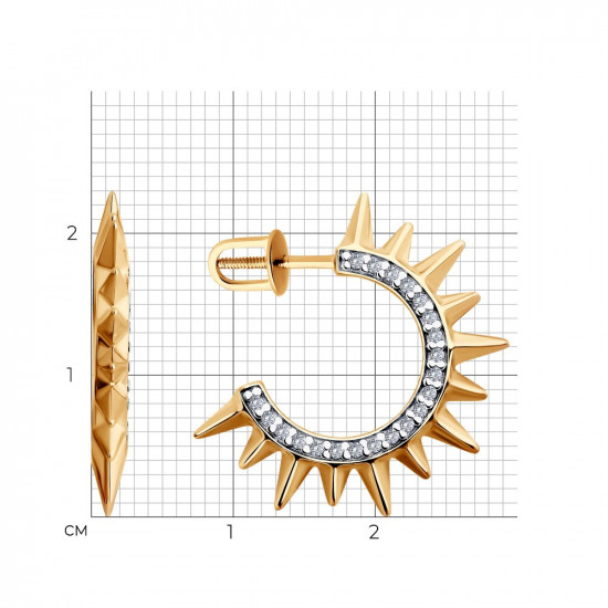 Серьги из золочёного серебра с фианитами