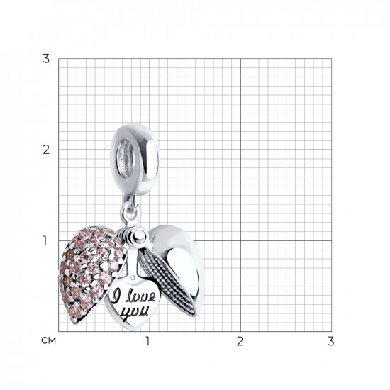 Подвеска-шарм из серебра с эмалью и фианитами