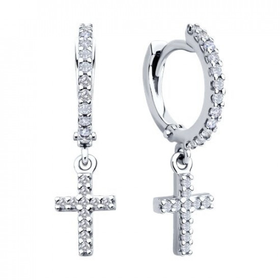 Серьги из серебра с фианитами