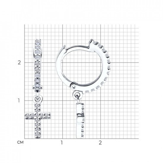 Серьги из серебра с фианитами