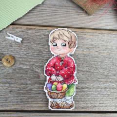 Набор для вышивания на пластиковой канве «Мальчик с пасхальной корзинкой» - Фото 2