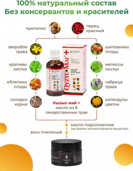 Бальзам с экстрактом красного жгучего перца «Прополис на масле Кызыл май»