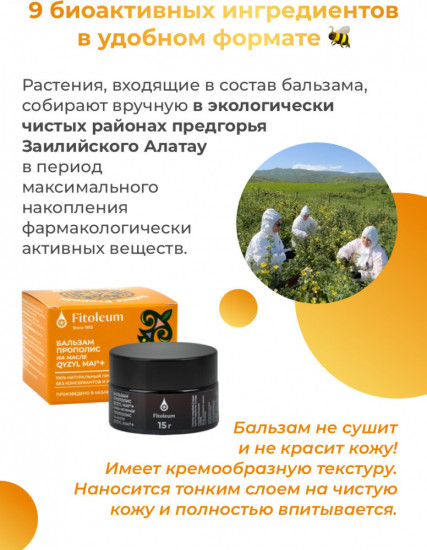 Бальзам «Прополис на масле кызыл май +»