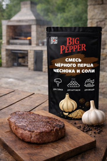 Смесь чёрного перца, чеснока и соли