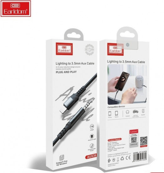 Кабель Earldom AUX ET-AUX39 Jack (M) - Lightning (M)