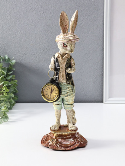 Фигура с часами настольными «Зайчик в кепке с часами»