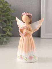 Фигурка «Девушка-ангел в персиковом платье, с венком-сердце» - Фото 3