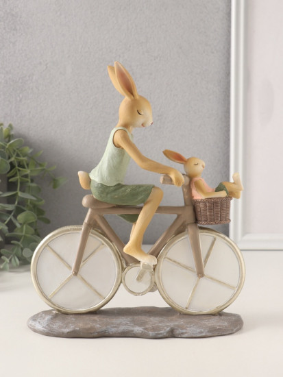 Фигурка «Зайки. Папа с сыном на велосипеде»