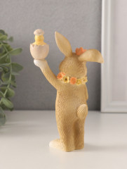 Фигурка «Зайчик в цветочном венке и цыплёнком в скорлупе» - Фото 2
