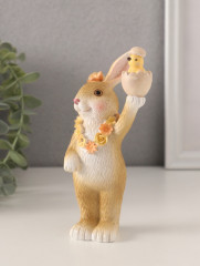 Фигурка «Зайчик в цветочном венке и цыплёнком в скорлупе» - Фото 3