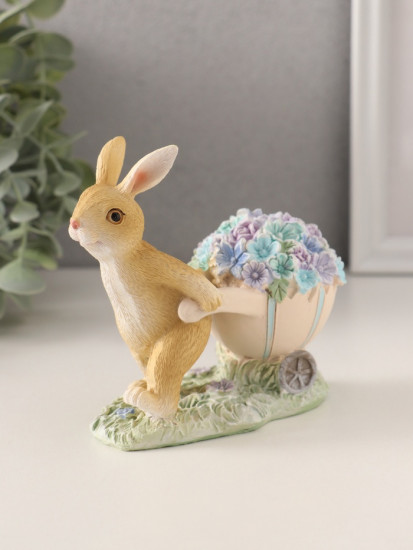 Фигурка «Зайчик с тележкой роз и незабудок»