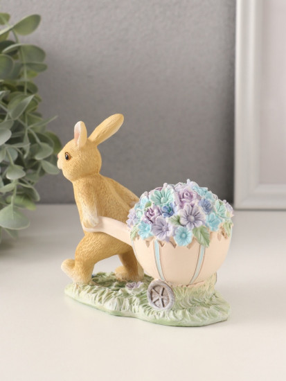 Фигурка «Зайчик с тележкой роз и незабудок»