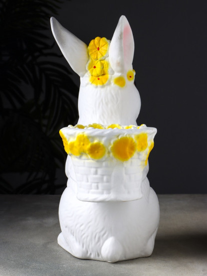 ФФигурка-подставка для мелочей «Зайка с корзинкой кашпо»игурка - подставка для мелочей «Зайка с корзинкой кашпо»