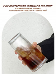 Стеклянный граненый стакан с крышкой и трубочкой - Фото 4