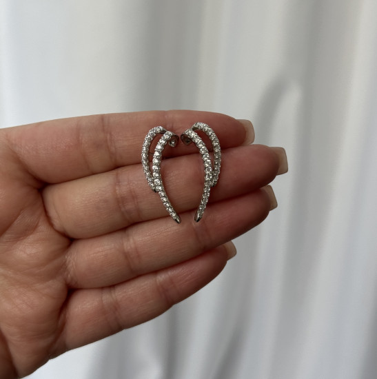 Серьги-пусеты из серебра с циркониями