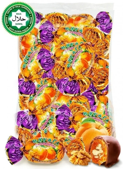 Конфеты «Курага шоколадная с грецким орехом»