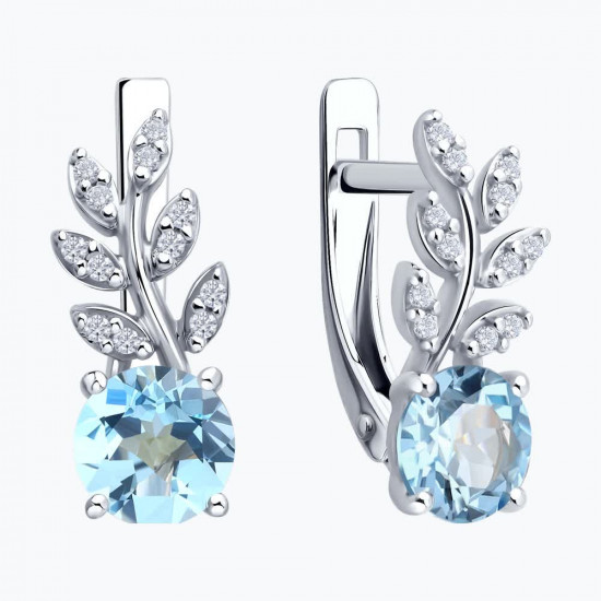 Серьги из серебра с топазами и фианитами
