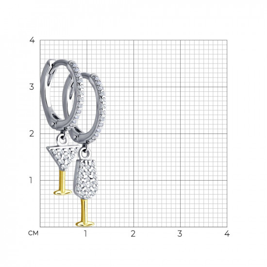 Серьги из золочёного серебра с фианитами