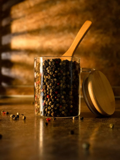 Банка стеклянная для сыпучих продуктов с ложкой