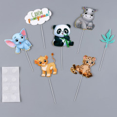 Топпер для торта картон на подложке с проволокой «Зверюшки» - Фото 2