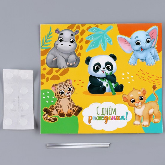 Топпер для торта картон на подложке с проволокой «Зверюшки»