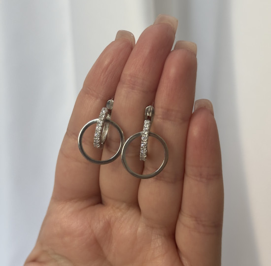 Серьги из серебра с фианитами