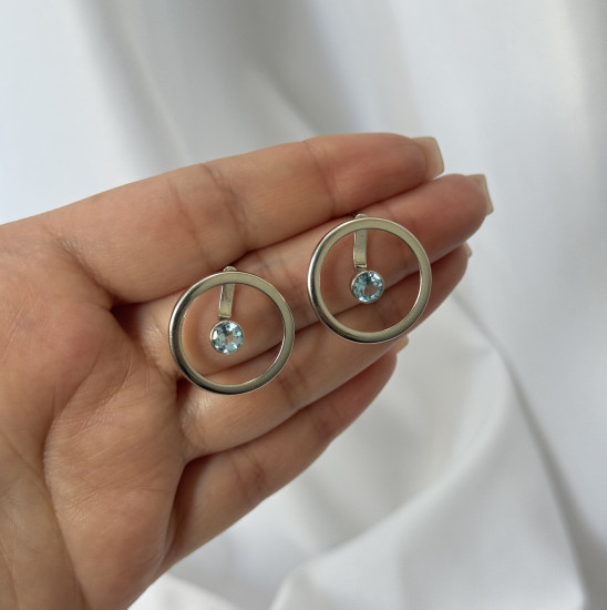 Серьги-пусеты из серебра с топазами