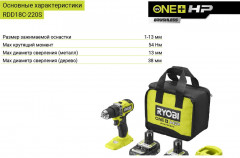 Дрель-шуруповерт One + RDD18C-220S - Фото 2