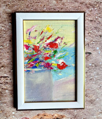 Картина маслом миниатюра в раме «Когда цветы поют» - Фото 4