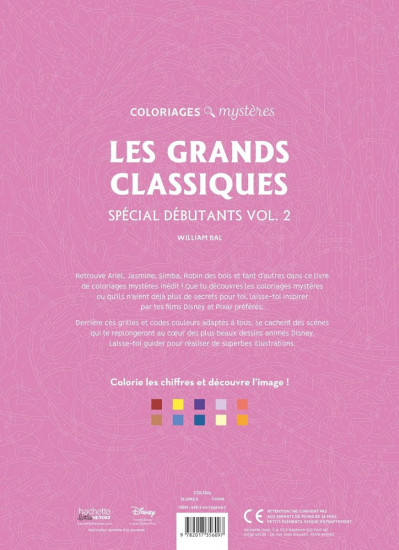 Раскраска «Hachette Coloriages mystères — Grands classiques spécial débutants Tome 2»