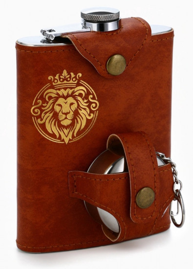 Фляжка со складной стопкой в чехле «Лев»