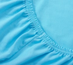 Простыня трикотажная на резинке (хлопок, 140х200+20 см, цвет голубой) - Фото 1