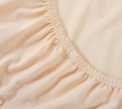 Простыня трикотажная на резинке (хлопок, 180х200+20 см, цвет кремовый) - Фото 1