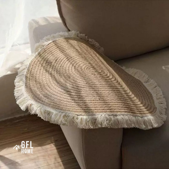 Джутовый коврик с бахромой в стиле бохо