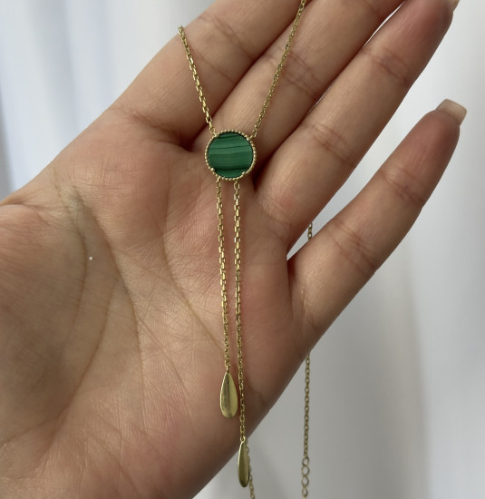 Колье из серебра с малахитом