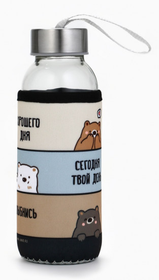 Бутылка для воды стеклянная в чехле «Хорошего дня»