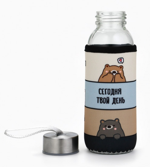 Бутылка для воды стеклянная в чехле «Хорошего дня»