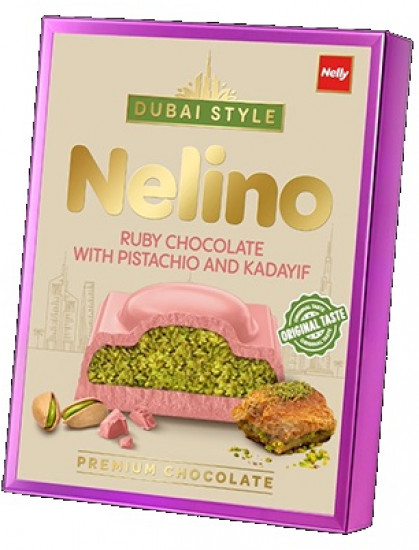 Шоколад молочный дубайский Dubai Chocolate Ruby «Фисташка и кадаиф»