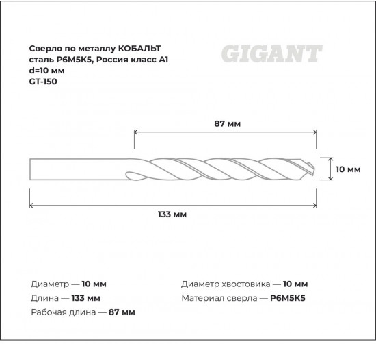 Сверло по металлу Кобальт