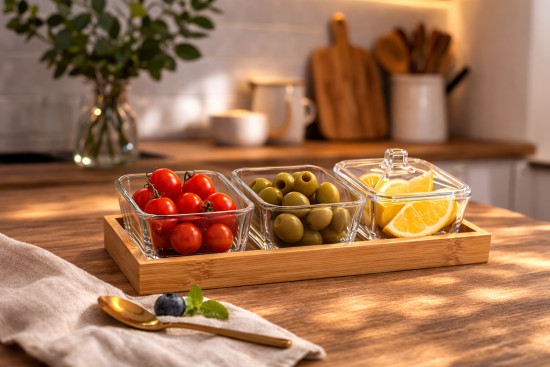 Набор из трех менажниц на подставке