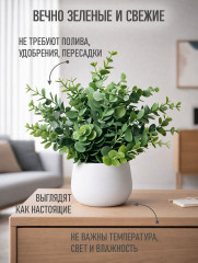 Эвкалипт искусственное растение в белом кашпо - Фото 3